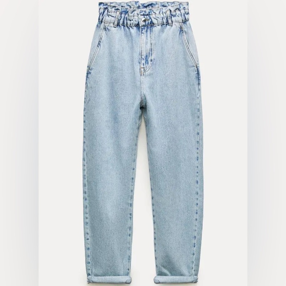 Zara Paperbag Jeans - light wash - size 10 euro 42